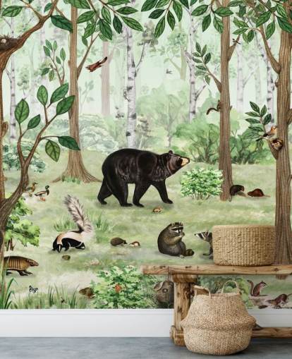 animali del bosco in una carta da parati forestale animali del bosco in una carta da parati forestale
