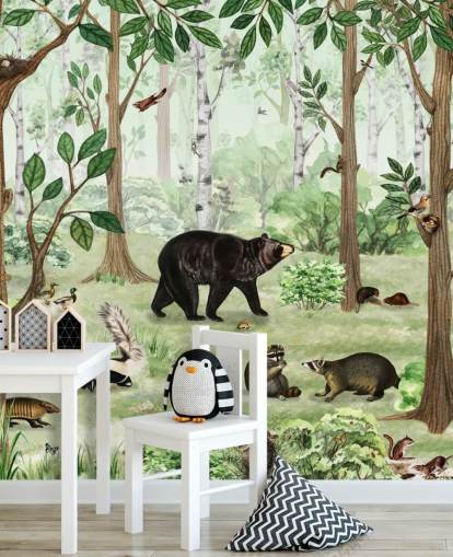 papier peint animaux des bois dans une forêt