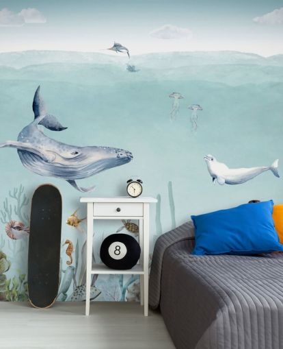 whale, fish and ocean wallpaper for kids bedroom whale, fish and ocean wallpaper for kids bedroom
