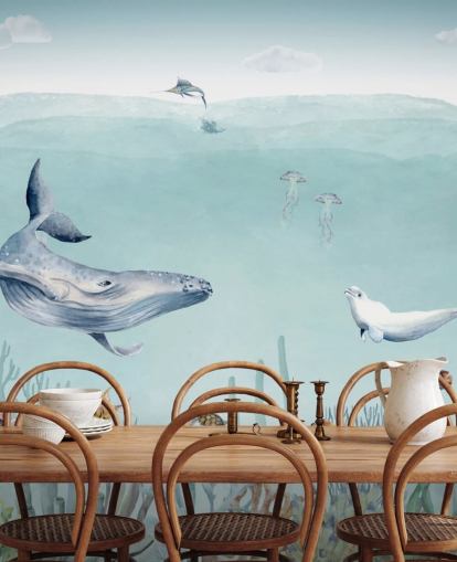 whale, fish and ocean wallpaper)