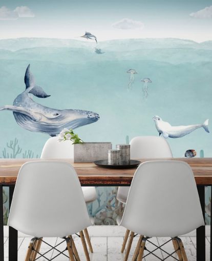 whale, fish and ocean wallpaper)