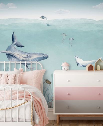 whale, fish and ocean wallpaper)