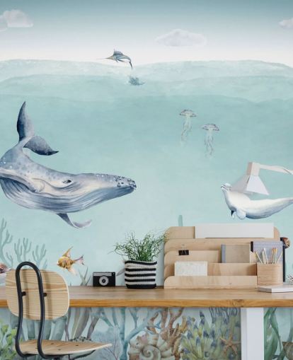 whale, fish and ocean wallpaper)