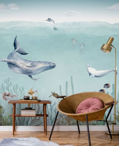 balene, pesci e oceani (carta da parati)