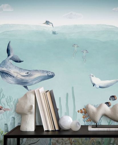 balene, pesci e oceani (carta da parati)