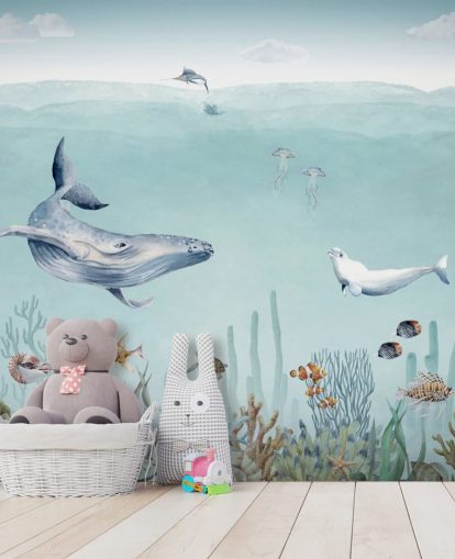 whale, fish and ocean wallpaper for kids bedroom whale, fish and ocean wallpaper for kids bedroom