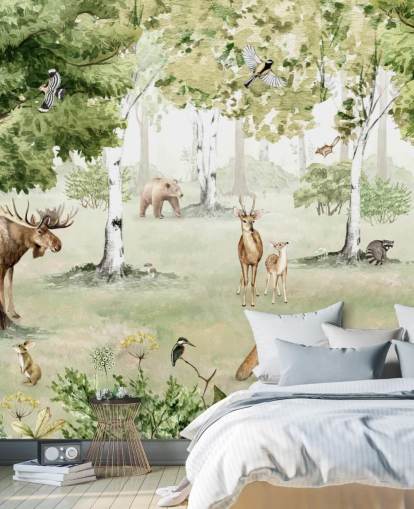 fondo de pantalla de animales del bosque en un bosque