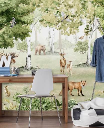 fondo de pantalla de animales del bosque en un bosque