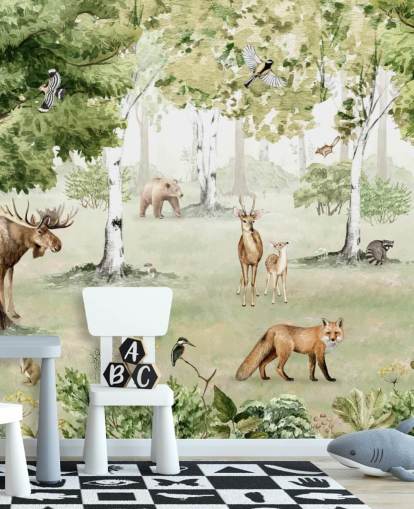 fondo de pantalla de animales del bosque en un bosque