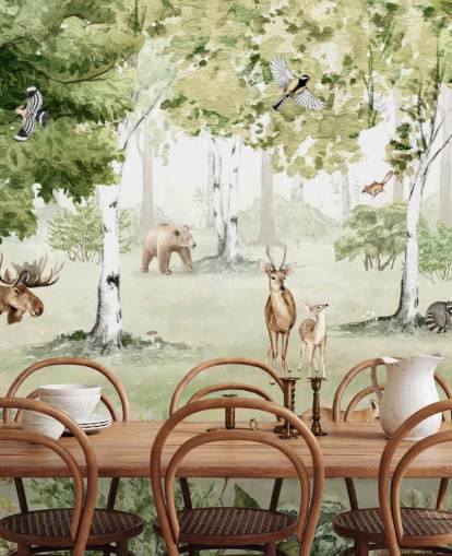 fondo de pantalla de animales del bosque en un bosque