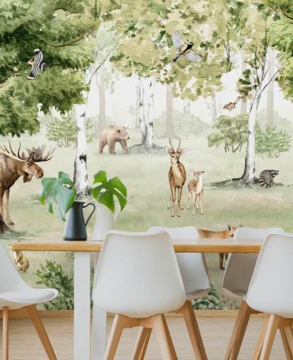 fondo de pantalla de animales del bosque en un bosque