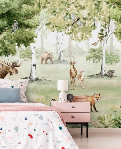 woodland animals in a forest wallpaper woodland animals in a forest wallpaper