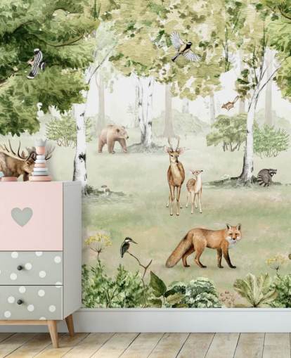 fondo de pantalla de animales del bosque en un bosque