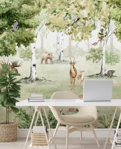 fondo de pantalla de animales del bosque en un bosque