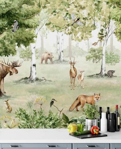 fondo de pantalla de animales del bosque en un bosque