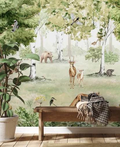 fondo de pantalla de animales del bosque en un bosque