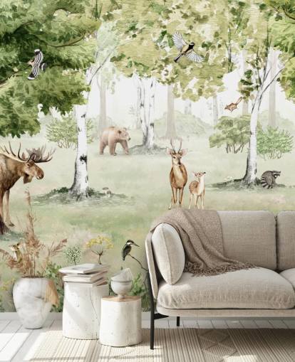 fondo de pantalla de animales del bosque en un bosque