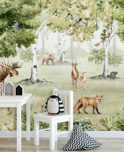 woodland animals in a forest wallpaper woodland animals in a forest wallpaper