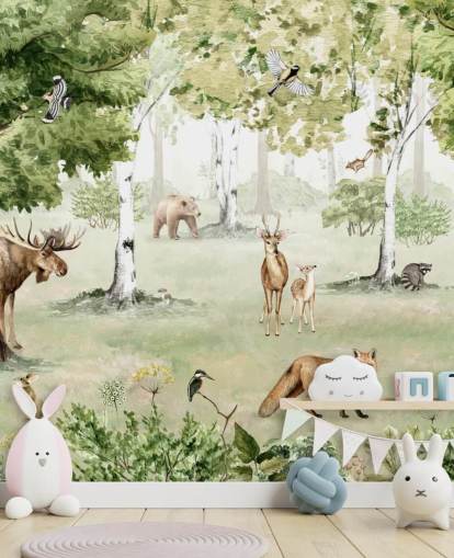 papier peint animaux des bois dans une forêt
