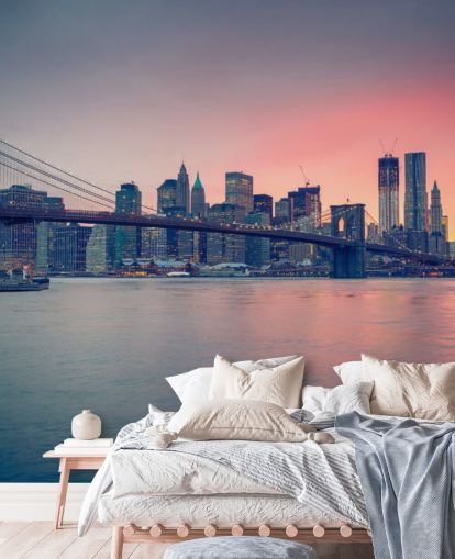 Manhattan Bridge Sunset Wall Mural