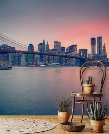 Manhattan Bridge Sunset Wall Mural