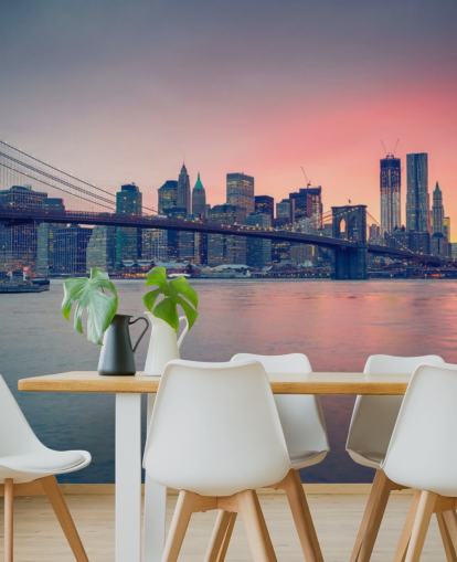 Decorazione murale con tramonto sul ponte di Manhattan