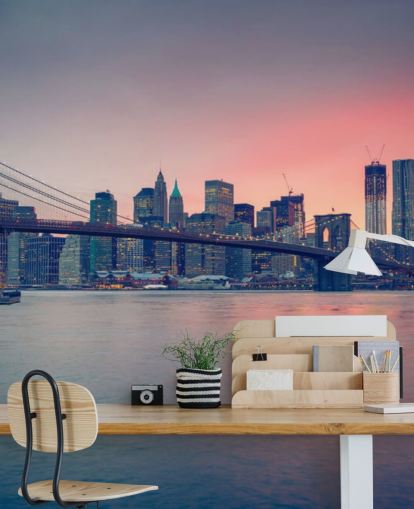 Manhattan Bridge Sunset Wall Mural