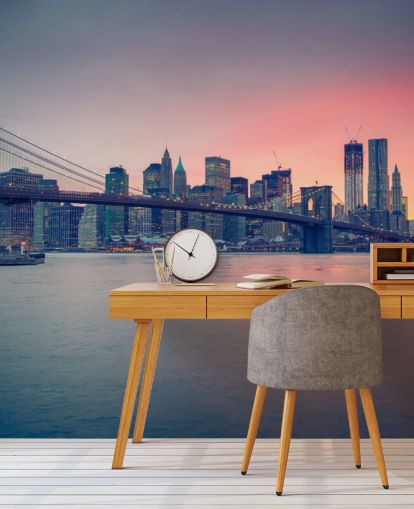 Decorazione murale con tramonto sul ponte di Manhattan Decorazione murale con tramonto sul ponte di Manhattan