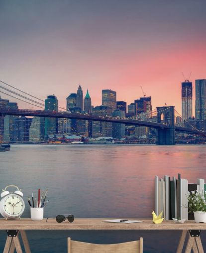 Manhattan Bridge Sunset Wall Mural Manhattan Bridge Sunset Wall Mural