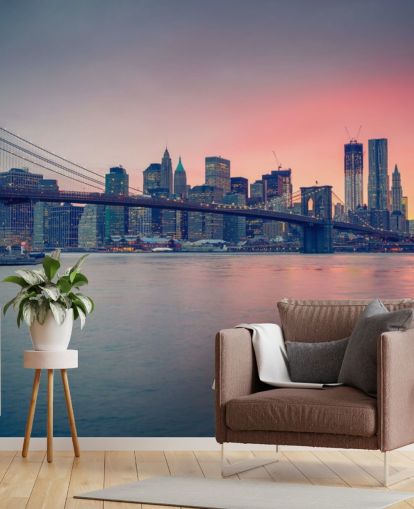 Manhattan Bridge Sunset Wall Mural