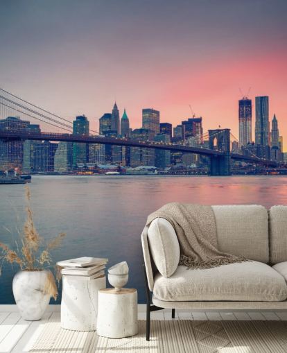 Manhattan Bridge Sunset Wall Mural