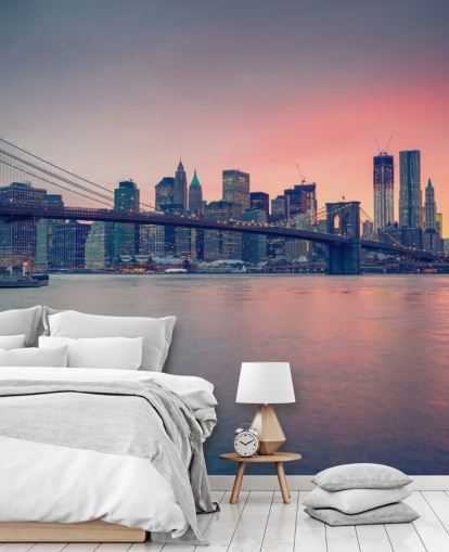Decorazione murale con tramonto sul ponte di Manhattan