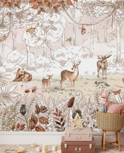 papel de parede de animais fofos de outono na floresta