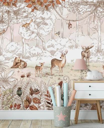 papier peint d'automne avec des animaux mignons dans la forêt papier peint d'automne avec des animaux mignons dans la forêt