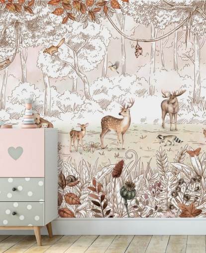 papier peint d'automne avec des animaux mignons dans la forêt papier peint d'automne avec des animaux mignons dans la forêt