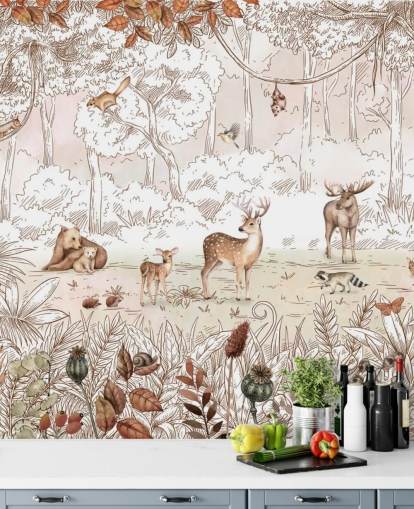 papel de parede de animais fofos de outono na floresta