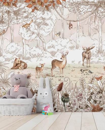 høst søte dyr i skog tapet høst søte dyr i skog tapet