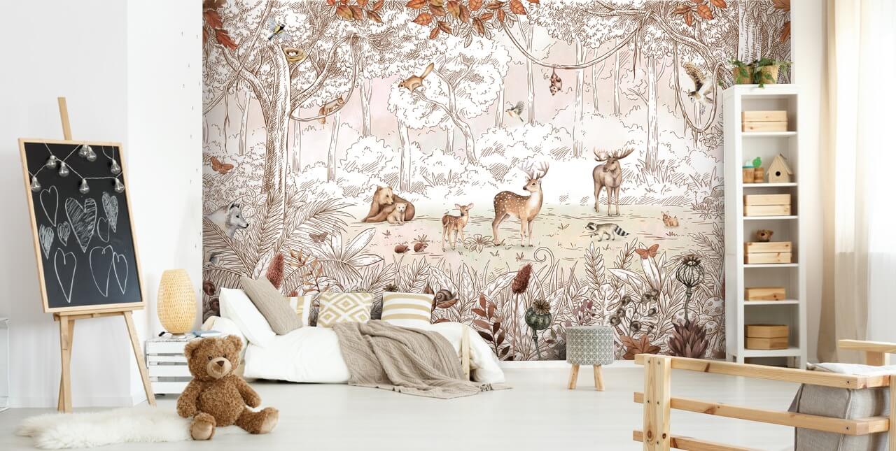 syksyn söpöt eläimet metsätaustakuvassa