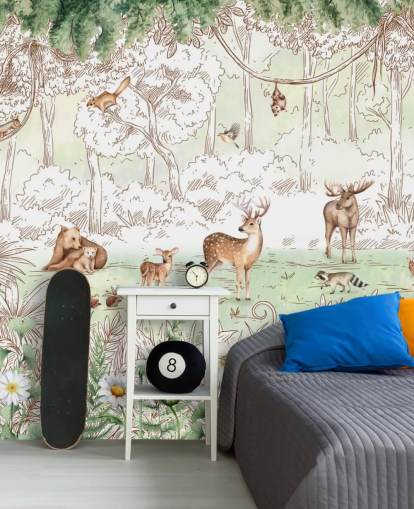 animais fofos no papel de parede da floresta animais fofos no papel de parede da floresta