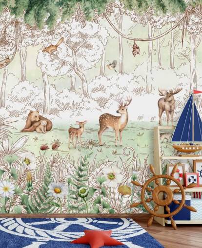 papier peint animaux mignons dans les bois