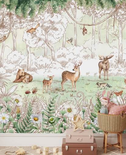 animais fofos no papel de parede da floresta animais fofos no papel de parede da floresta