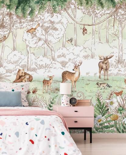 animais fofos no papel de parede da floresta animais fofos no papel de parede da floresta