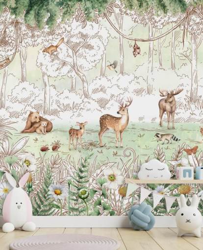 papier peint animaux mignons dans les bois