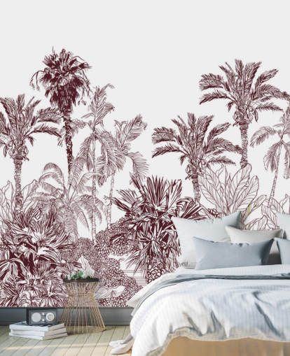 maroon and white tropical wallpaper