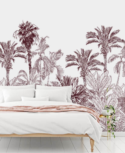 kastanienbraune und weiße tropische Tapete