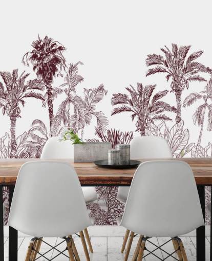 papel de parede tropical marrom e branco