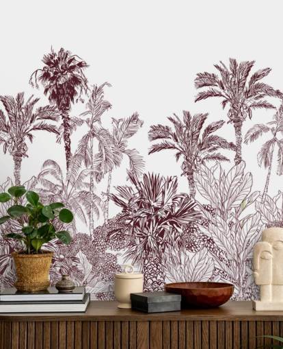 maroon and white tropical wallpaper