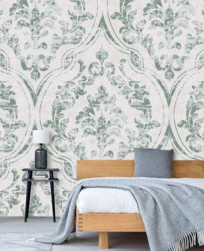 vintage groen patroon behang