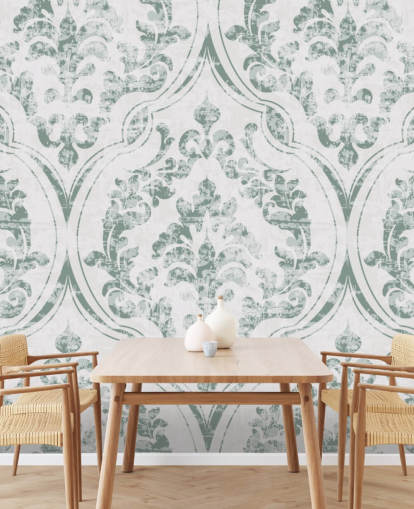 papel de parede padrão verde vintage