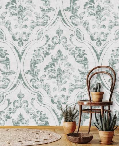 papel pintado vintage verde